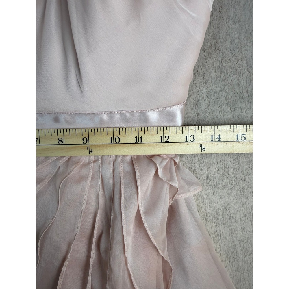 Adrianna Papell One Shoulder Chiffon Cocktail Dress Womens 10 Blush Pink Ruffle - Picture 4 of 10